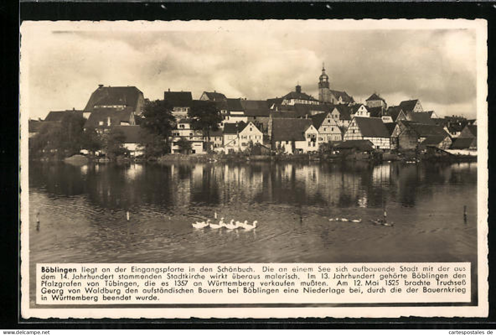 AK Böblingen, Ortsansicht Vom See Aus  - Boeblingen