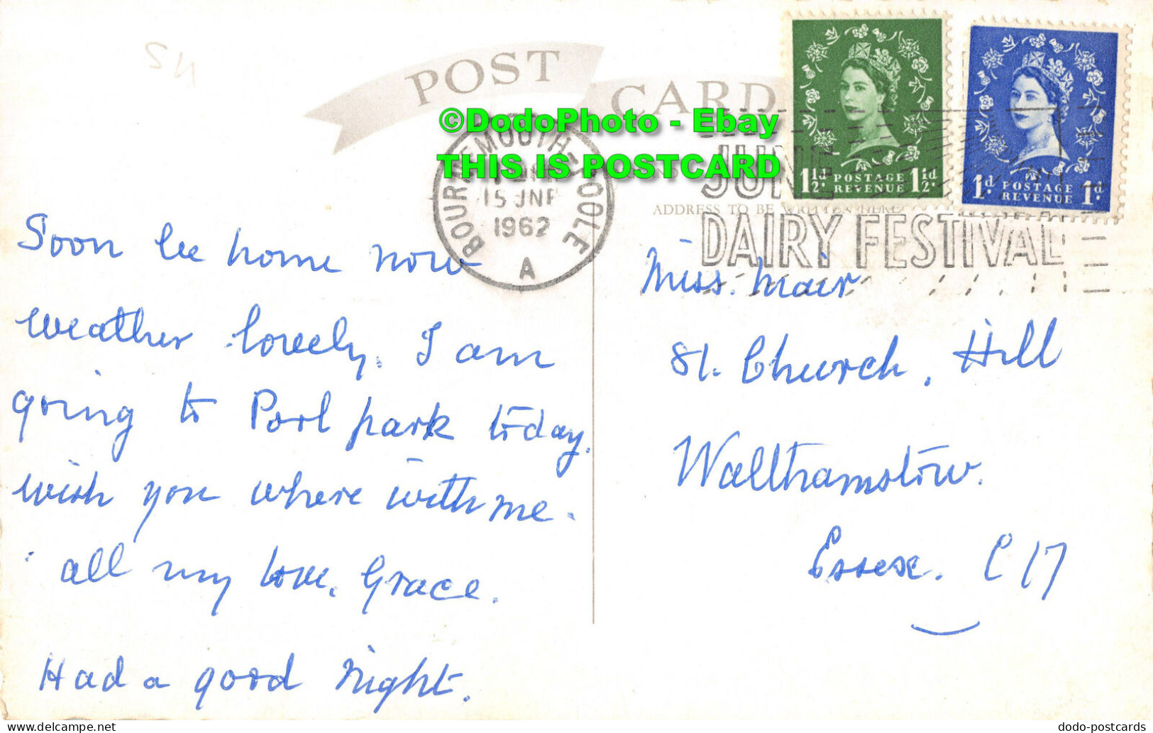 R354165 West Zig Zag Path. Bournemouth. 545 A. Post Card. 1962 - World