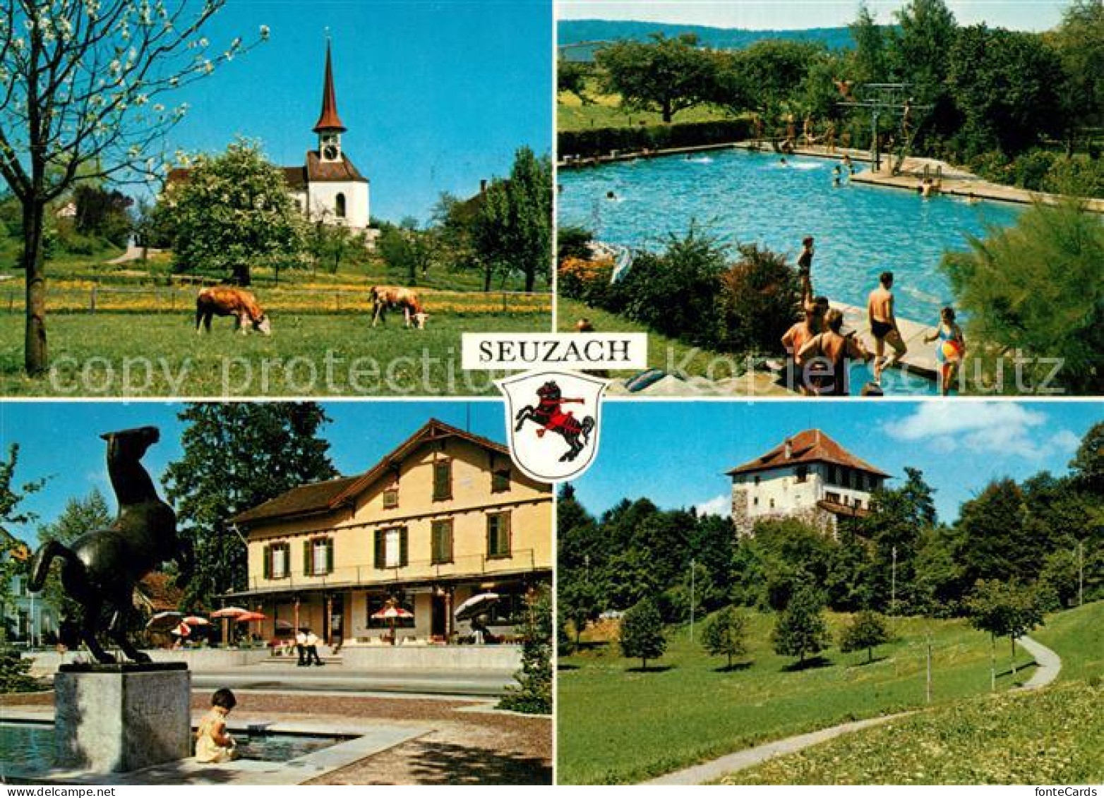 13515059 Seuzach Kirche Schwimmbad Gasthaus Seuzach - Sonstige & Ohne Zuordnung