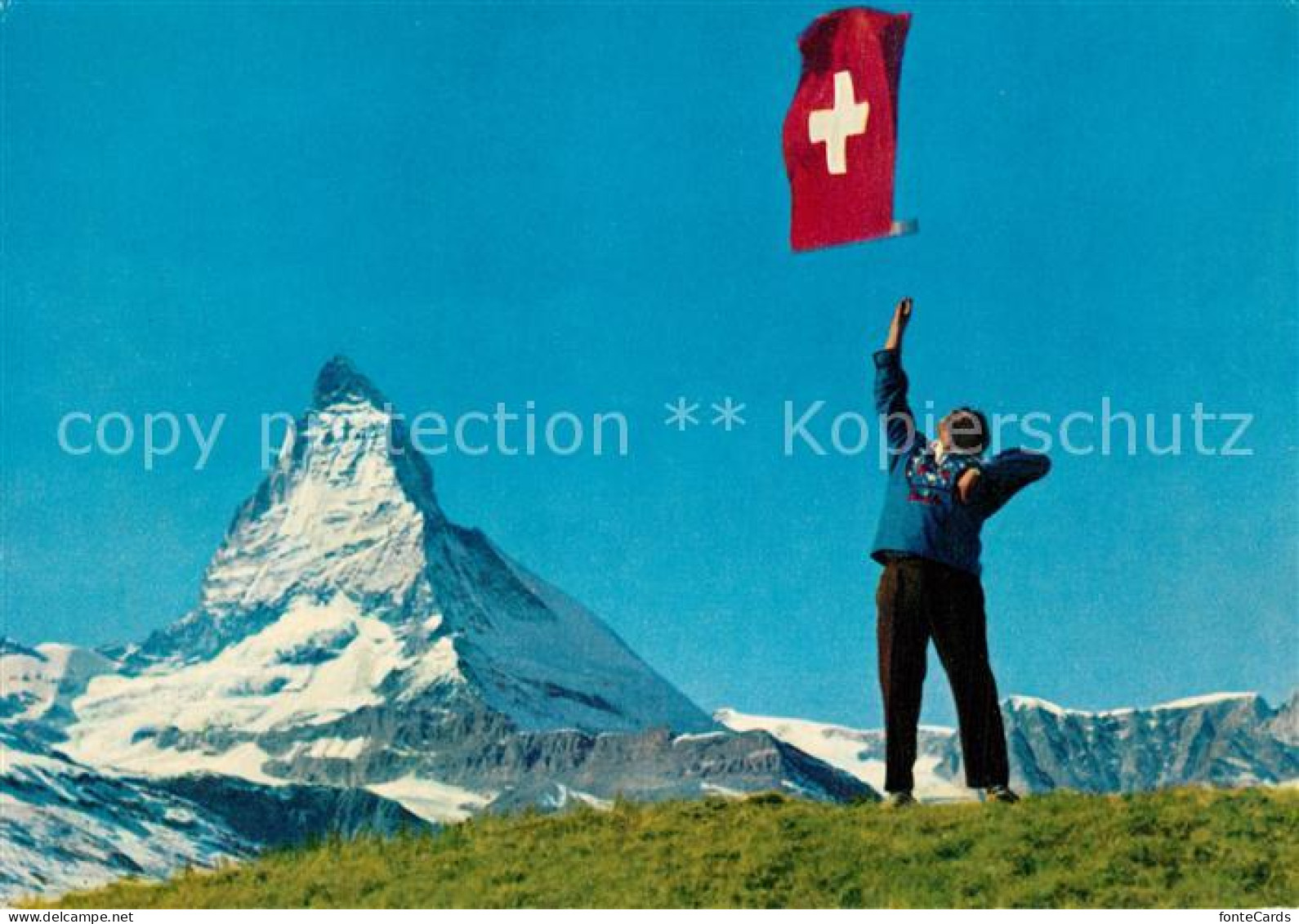 13479029 Matterhorn VS Mit Fahnenschwinger Matterhorn VS - Autres & Non Classés
