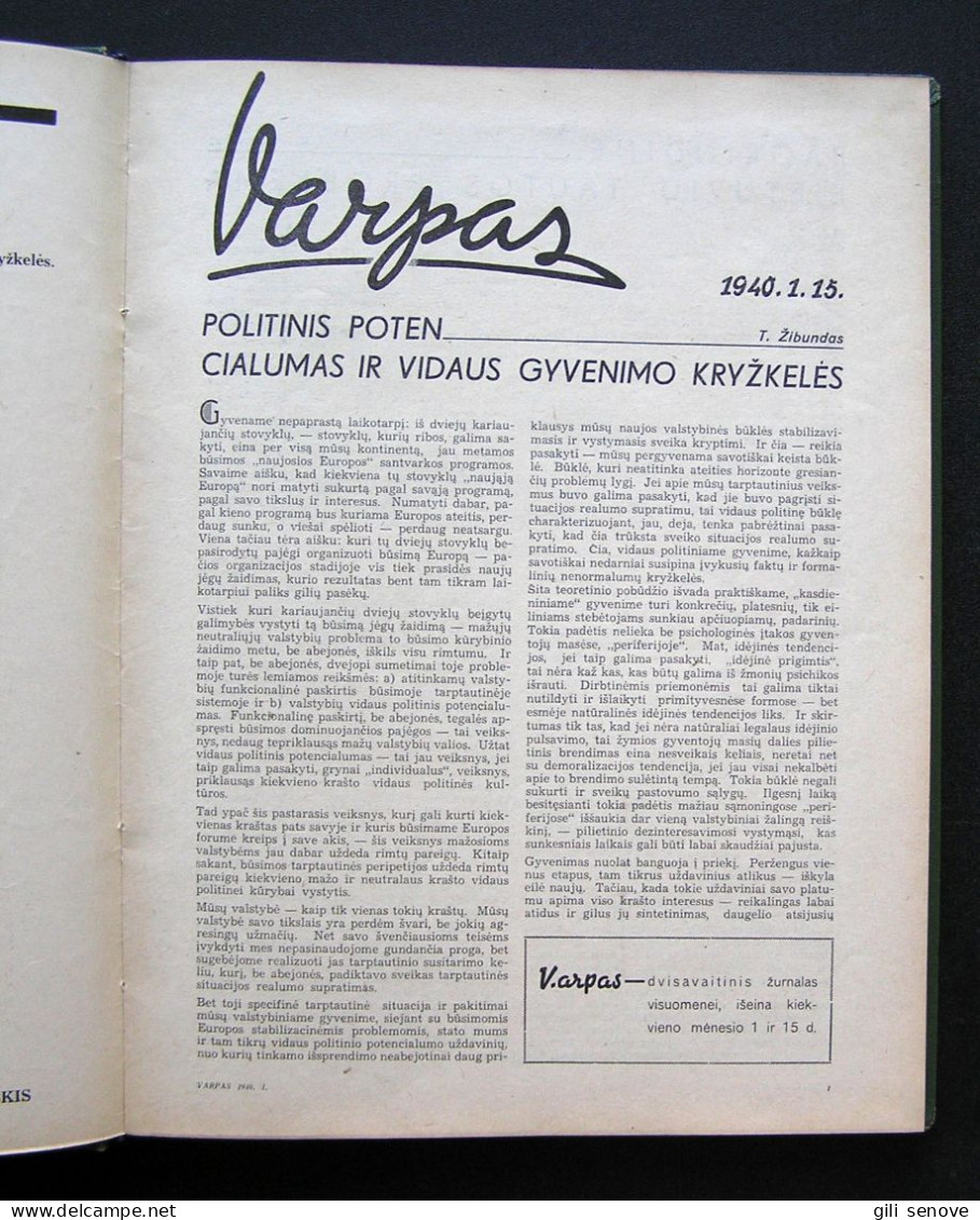 Lithuanian Magazine / Varpas 1940 - Algemene Informatie