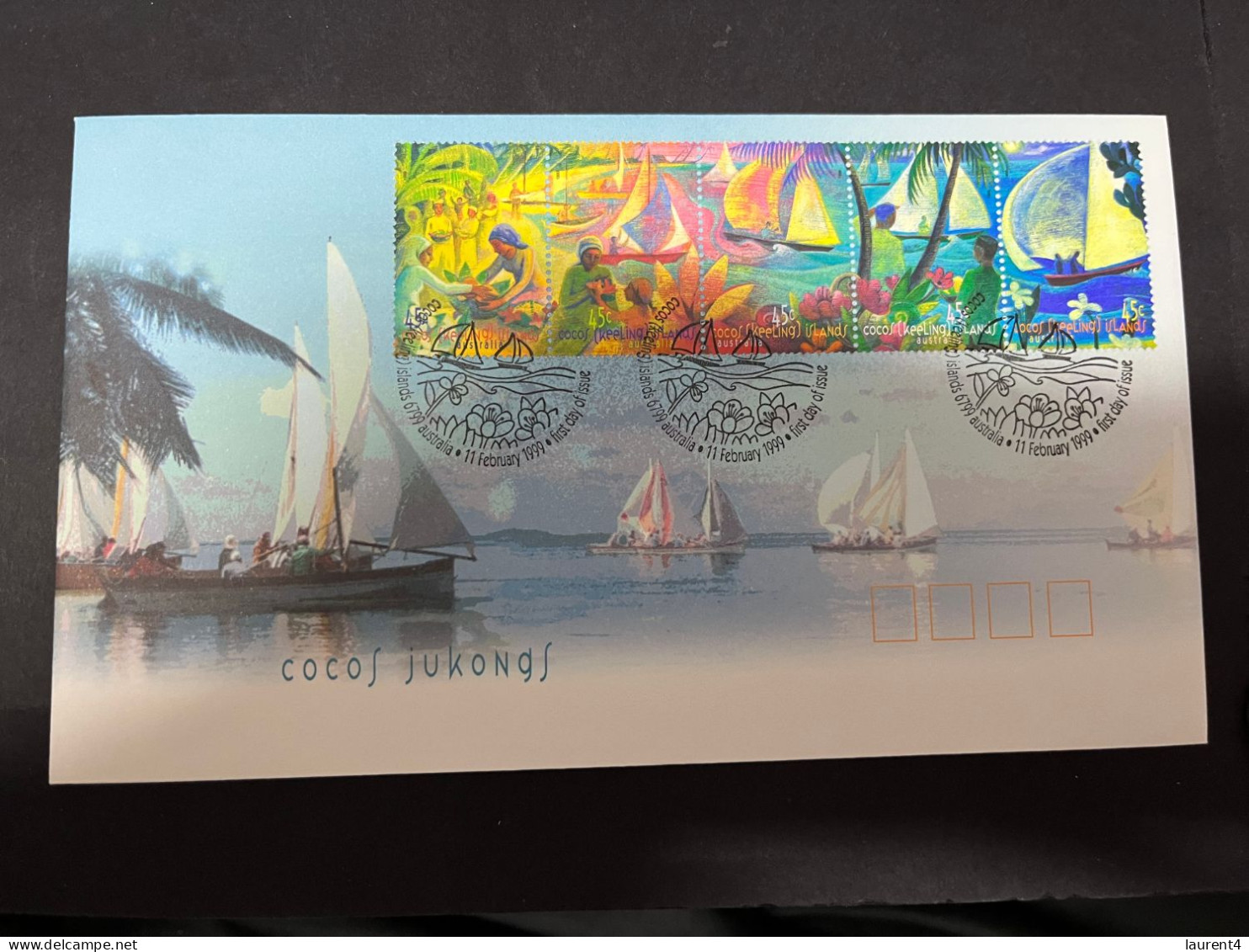 14-5-2024 (5 Z 9) Australia FDC - 1999 - Cocos Keeling Islands (strip Of 5) - Kokosinseln (Keeling Islands)