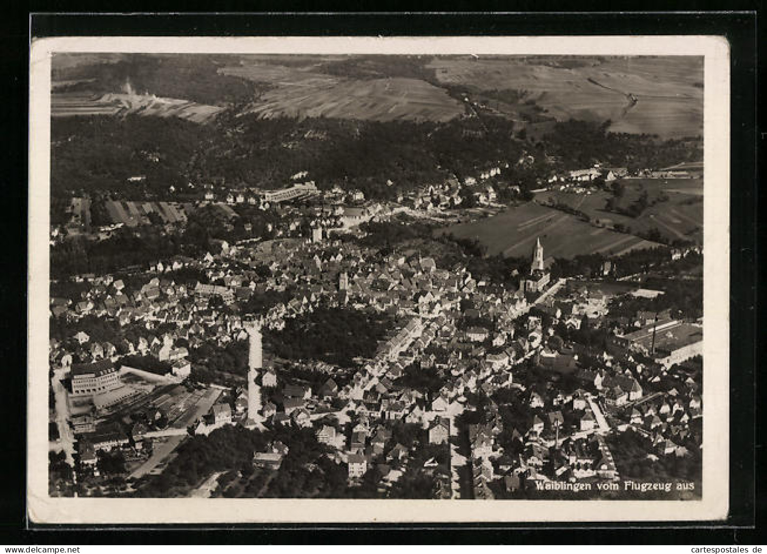 AK Waiblingen, Ortsansicht Mit Feldern, Fliegeraufnahme  - Waiblingen