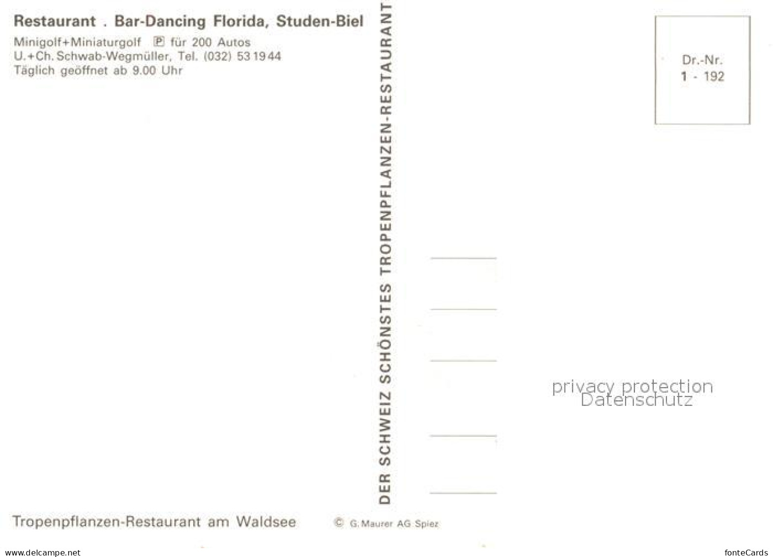 13359929 Studen BE Restaurant Bar Dancing Florida Tropfenpflanzen Restaurant Am  - Autres & Non Classés