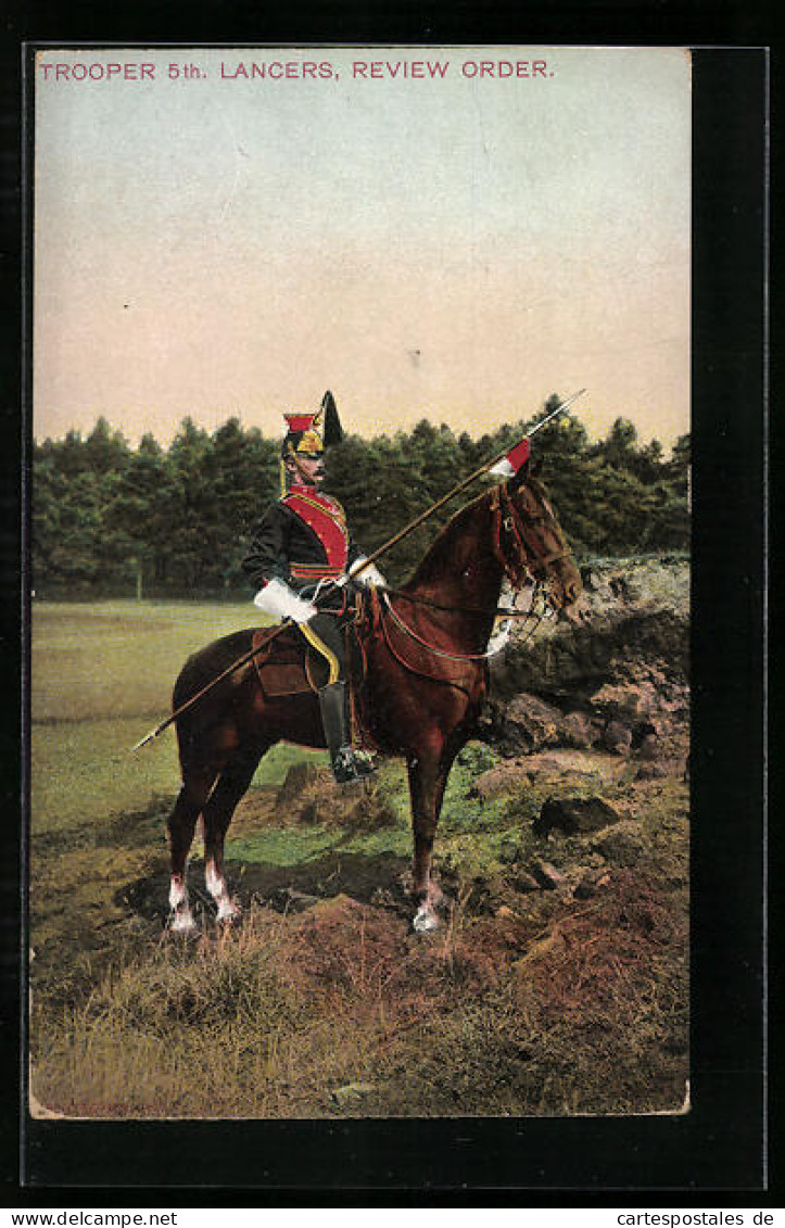 Pc Britischer Soldat Auf Dem Pferd, Trooper 5th. Lancers, Review Order  - Autres & Non Classés