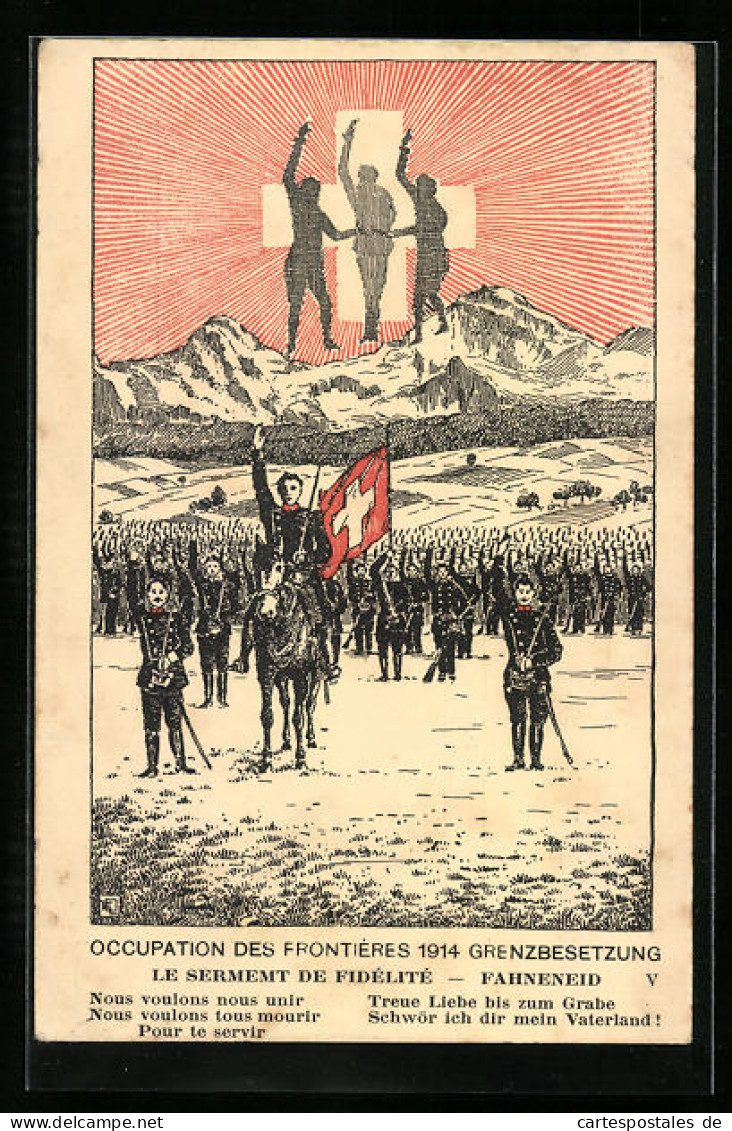 Künstler-AK Schweizer Soldaten, Grenzbesetzung 1914  - Autres & Non Classés