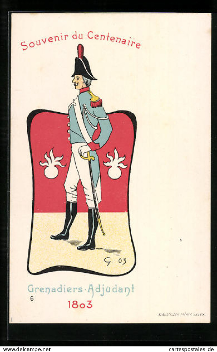 Künstler-AK Grenadiers Adjudant 1803  - Autres & Non Classés