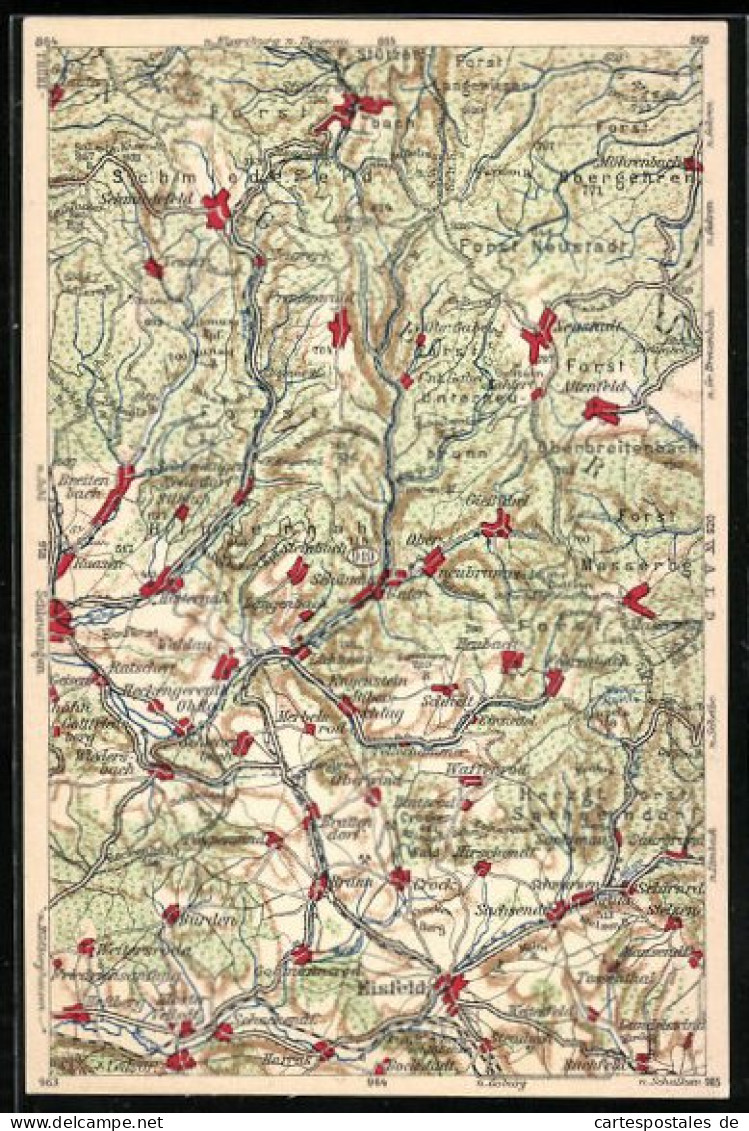 AK Eisfeld, Landkarte, WONA-Karte  - Carte Geografiche