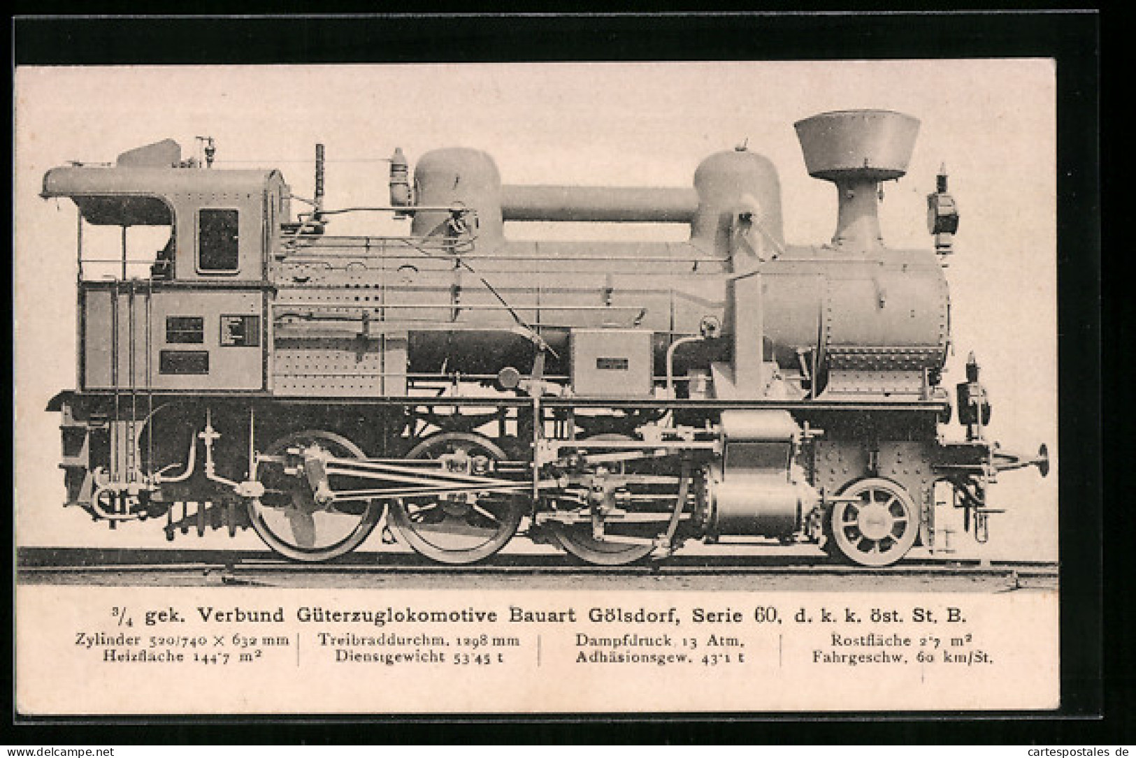 AK Güterzuglokomotive Bauart Gölsdorf, Serie 60, K.k. öst. St. B.  - Trains