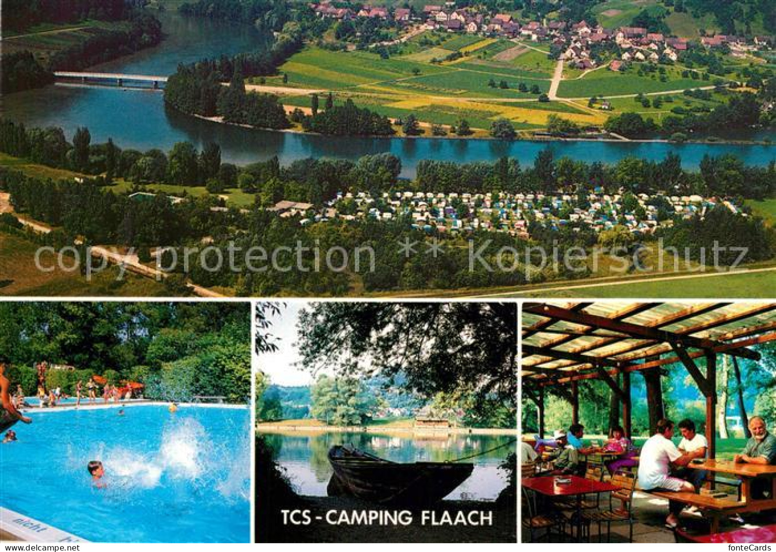 13355377 Flaach Fliegeraufnahme TCS Campingplatz Flaach Schwimmbad Terrasse Flaa - Altri & Non Classificati