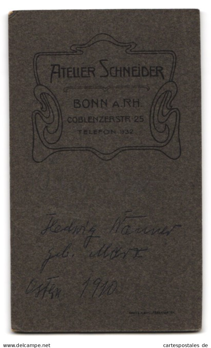 Fotografie Atelier Schneider, Bonn A. Rh., Junges Mädchen Hedwig Wanner Im Kleid Mit Offenen Haaren, 1910  - Anonymous Persons