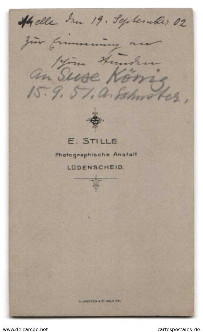 Fotografie E. Stille, Lüdenscheid, Jung Frau Suse König Mit Ihrer Schwester, 1902  - Anonymous Persons