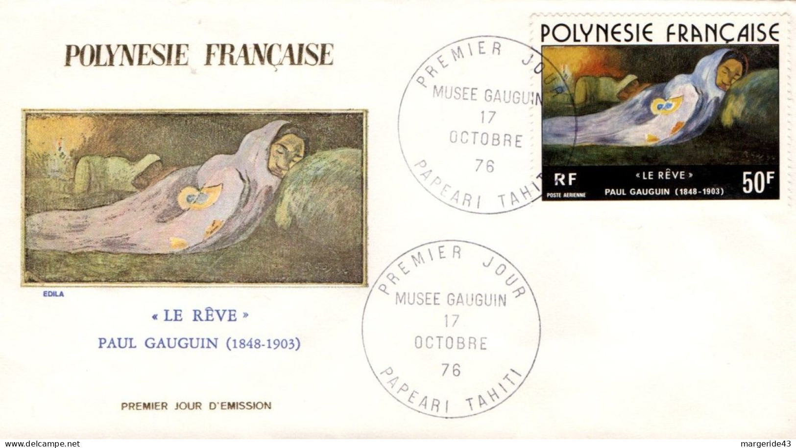 POLYNESIE FDC 1976 PEINTURE DE GAUGUIN - FDC