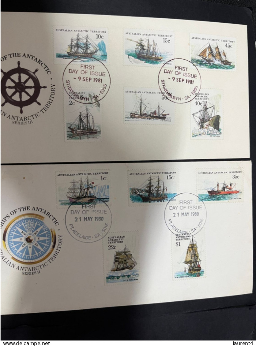 14-5-2024 (5 Z 9) Australia FDC - 1980 & 1981 - AAT (2 Covers) Sail Ships - FDC