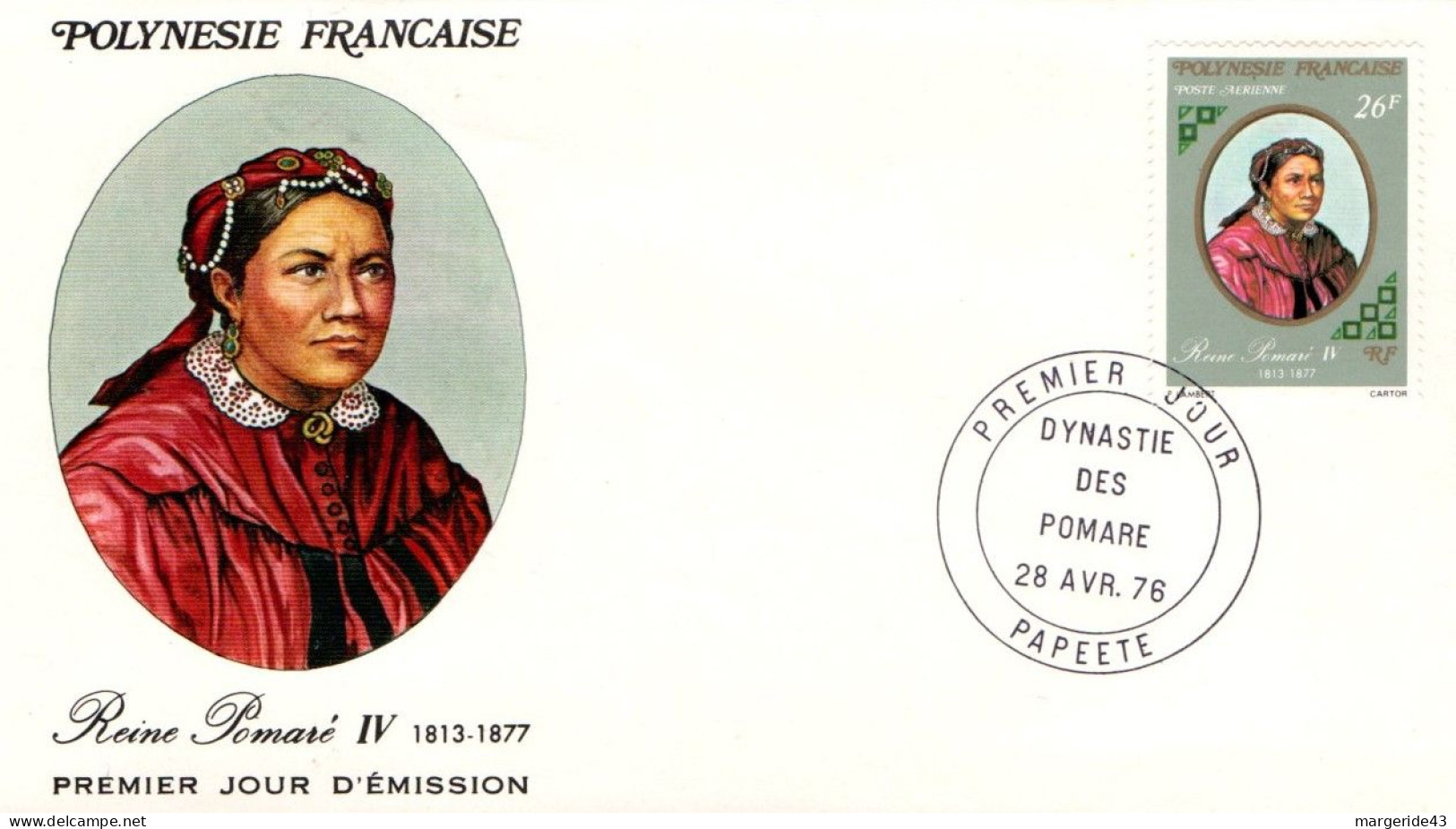 POLYNESIE FDC 1976 DYNASTIE DES POMARé - FDC