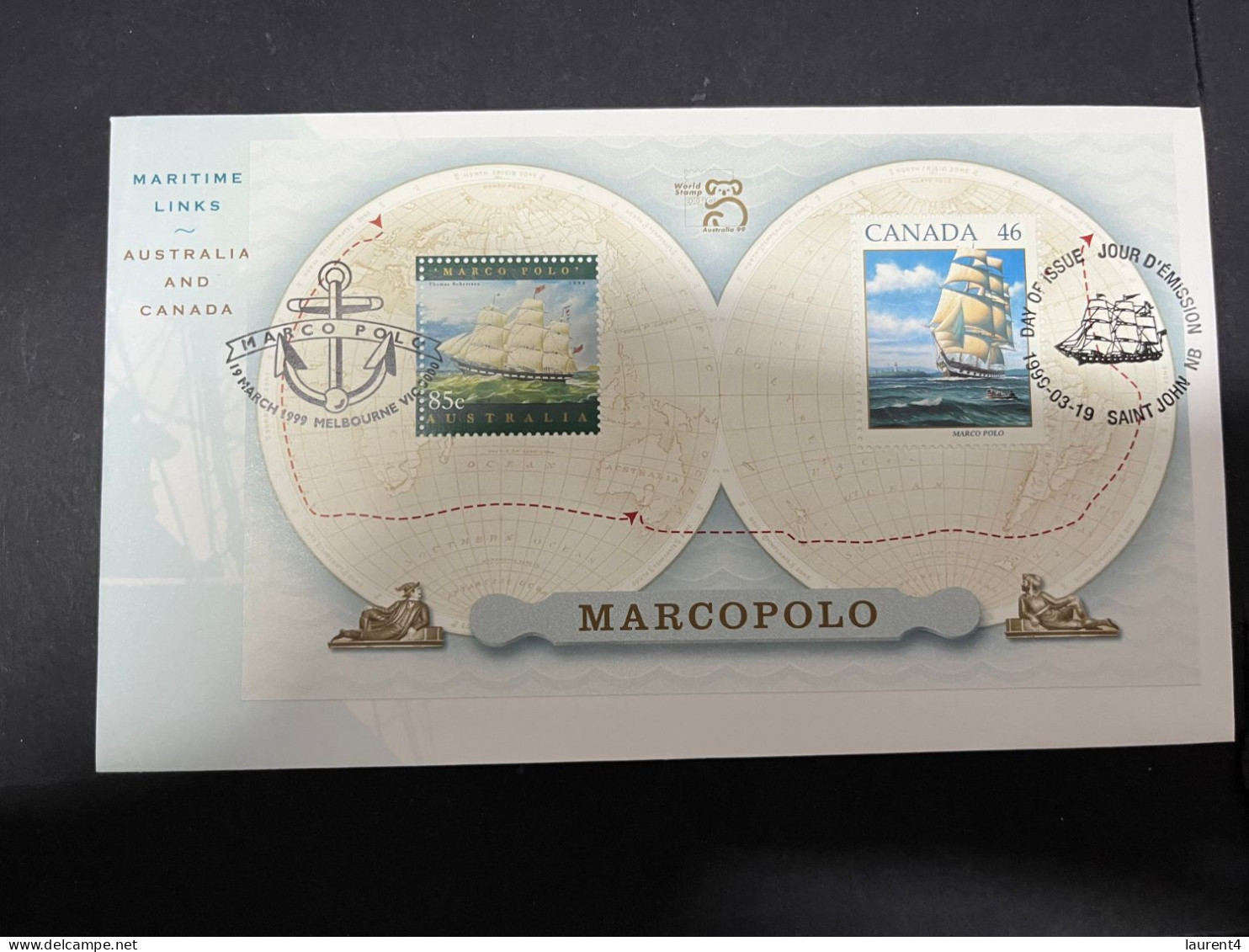 14-5-2024 (5 Z 9) Australia FDC - 1999 - (1 Cover) - Melbourne Stamp Show - Canada / Australia Joint Issue (Marco Polo) - Sobre Primer Día (FDC)