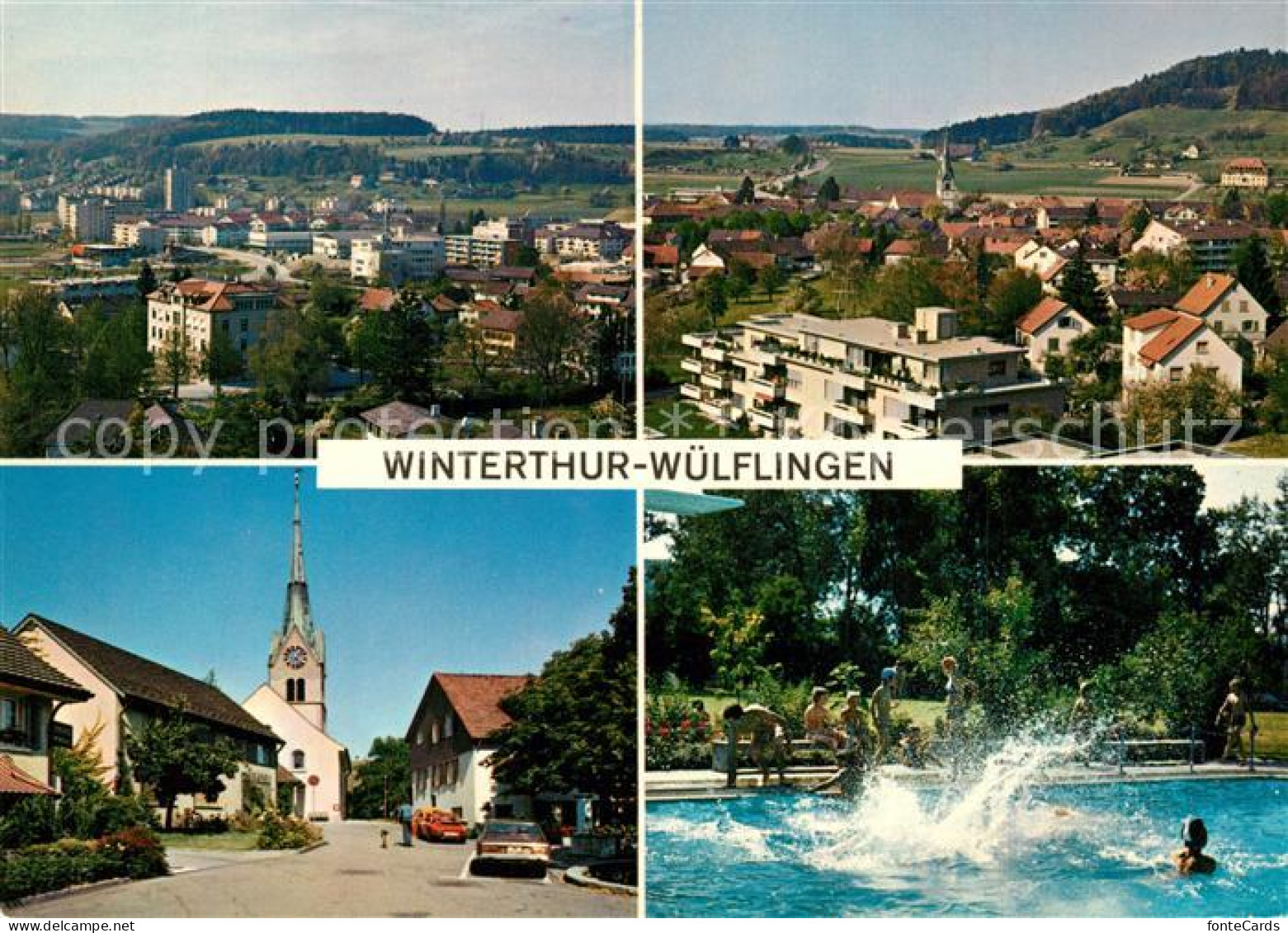 13317009 Wuelflingen Winterthur Panorama Hauptstrasse Kirche Schwimmbad Wuelflin - Sonstige & Ohne Zuordnung