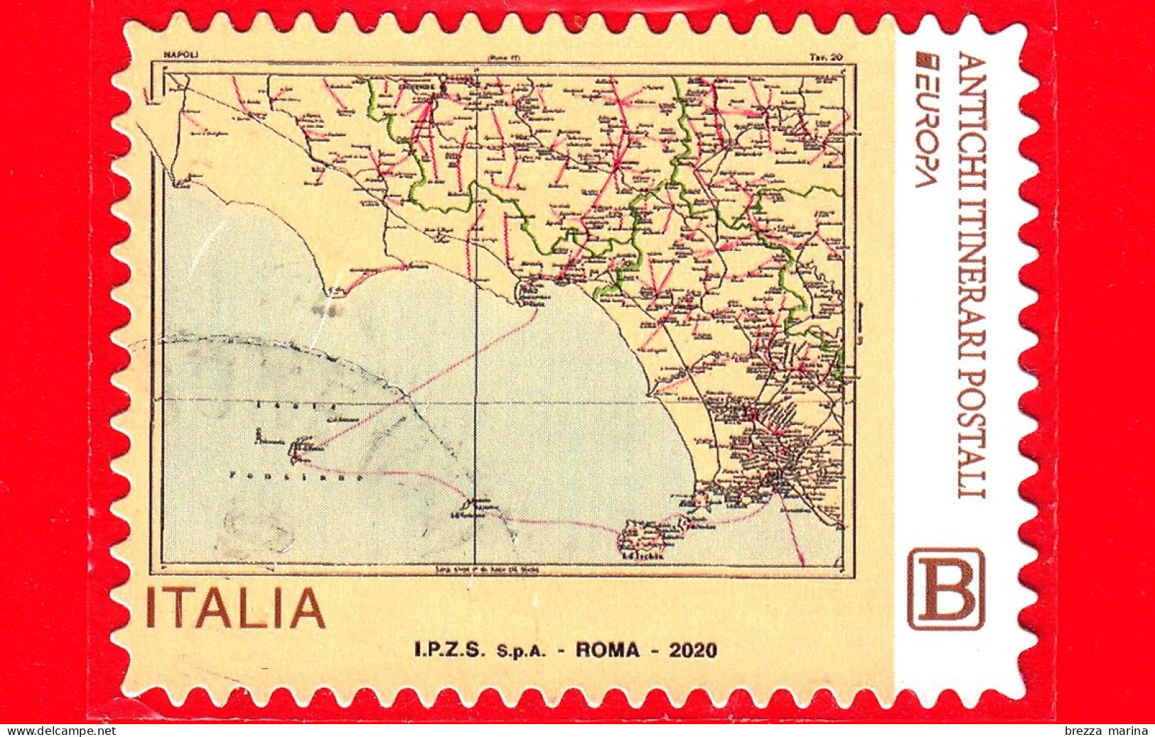 ITALIA - Usato - 2020 - Europa - Antichi Itinerari Postali – Logo - Mappa - B - 2011-20: Used