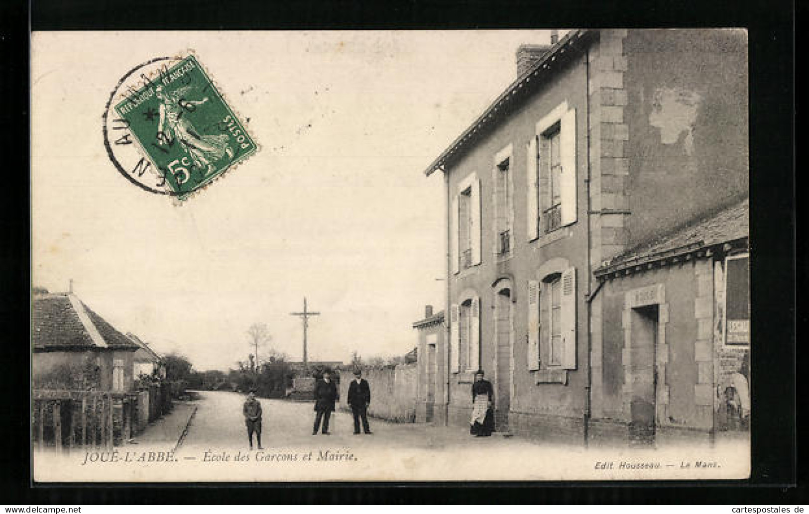 CPA Joué-L`Abbé, Ecole Des Garcons Et Mairie  - Other & Unclassified
