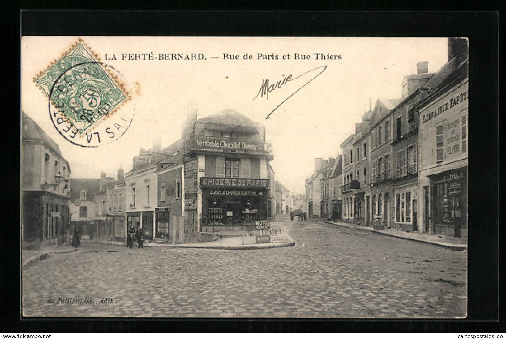 CPA La Ferté-Bernard, Rue De Paris Et Rue Thiers  - Autres & Non Classés