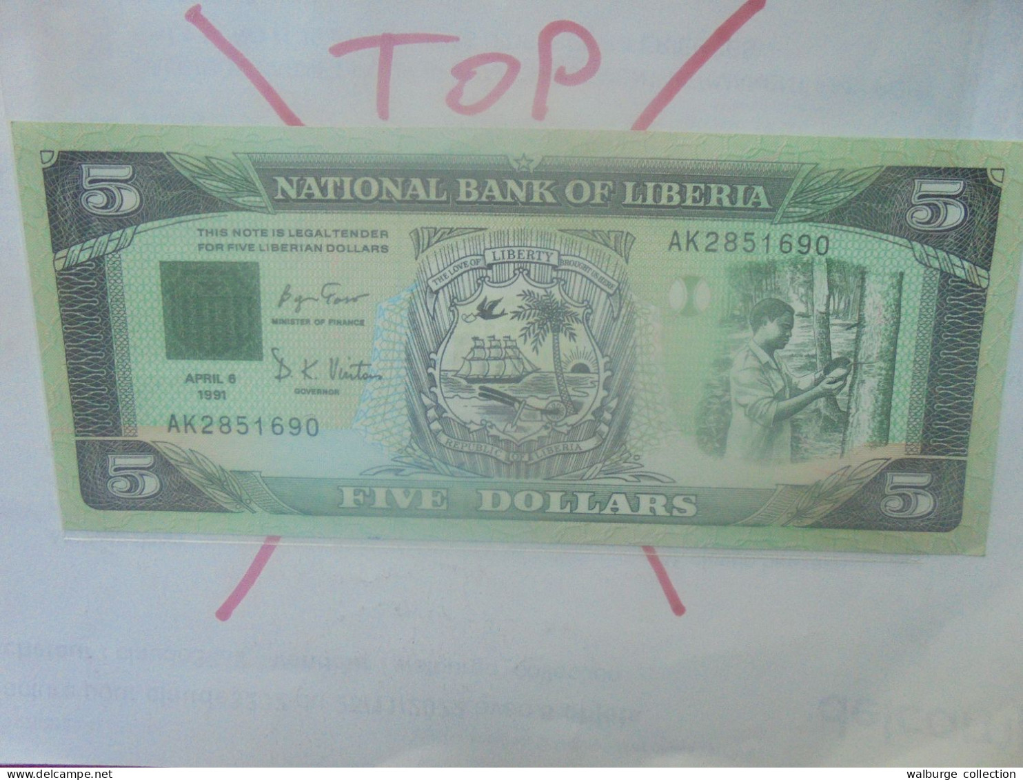 LIBERIA 5$ 1991 Neuf (B.33) - Liberia