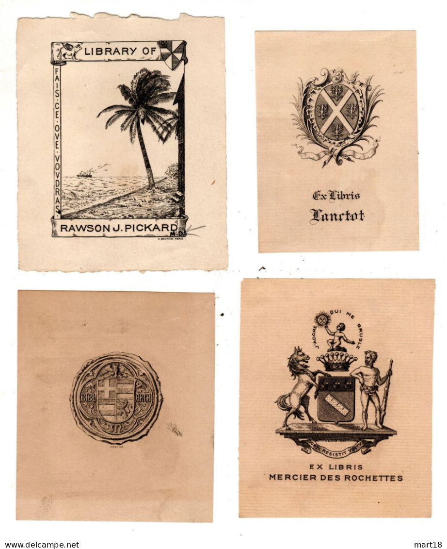 Lot De 4 EX LIBRIS - Années 1880 / 1900 - - Bookplates