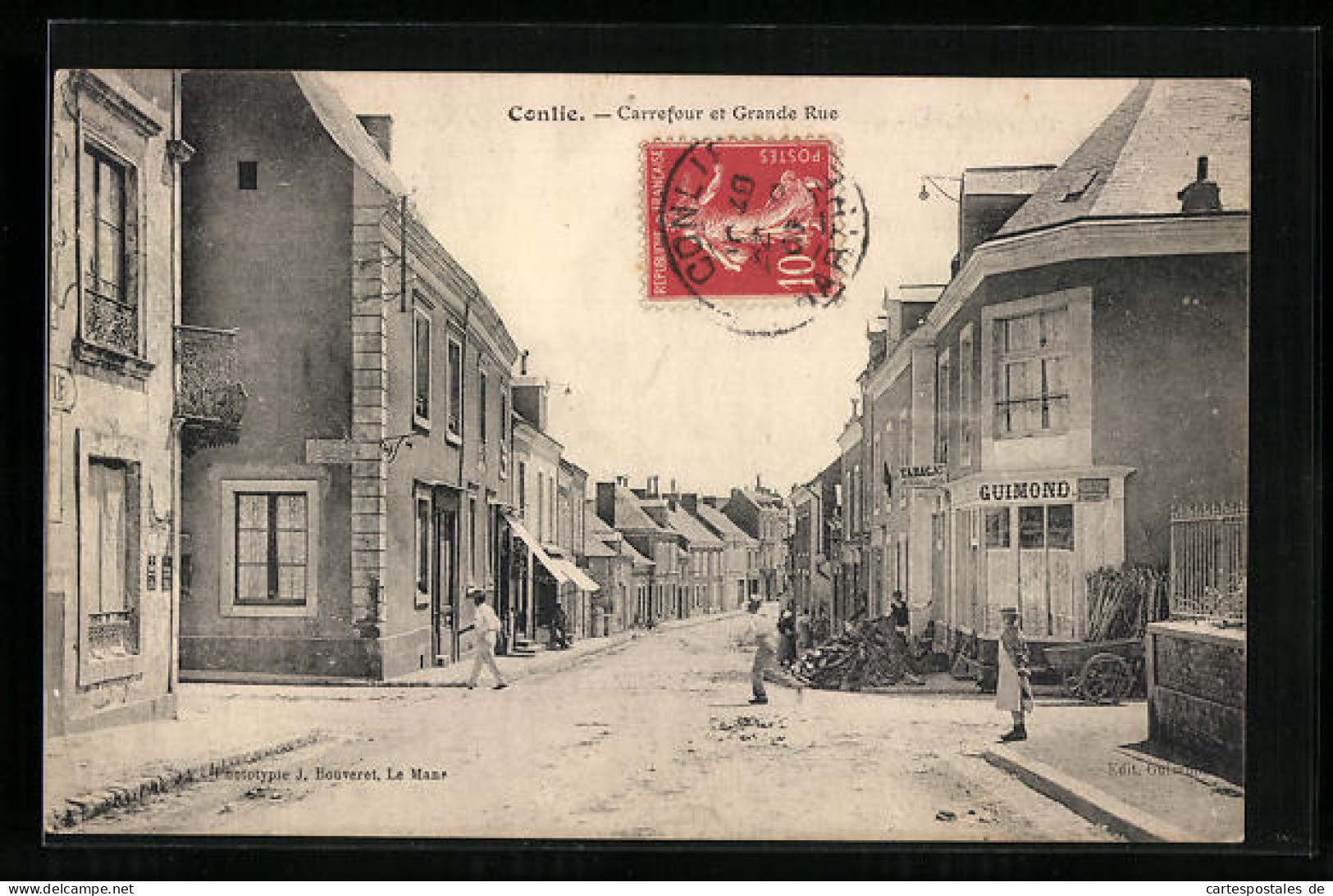 CPA Conlie, Carrefour Et Grande Rue  - Conlie