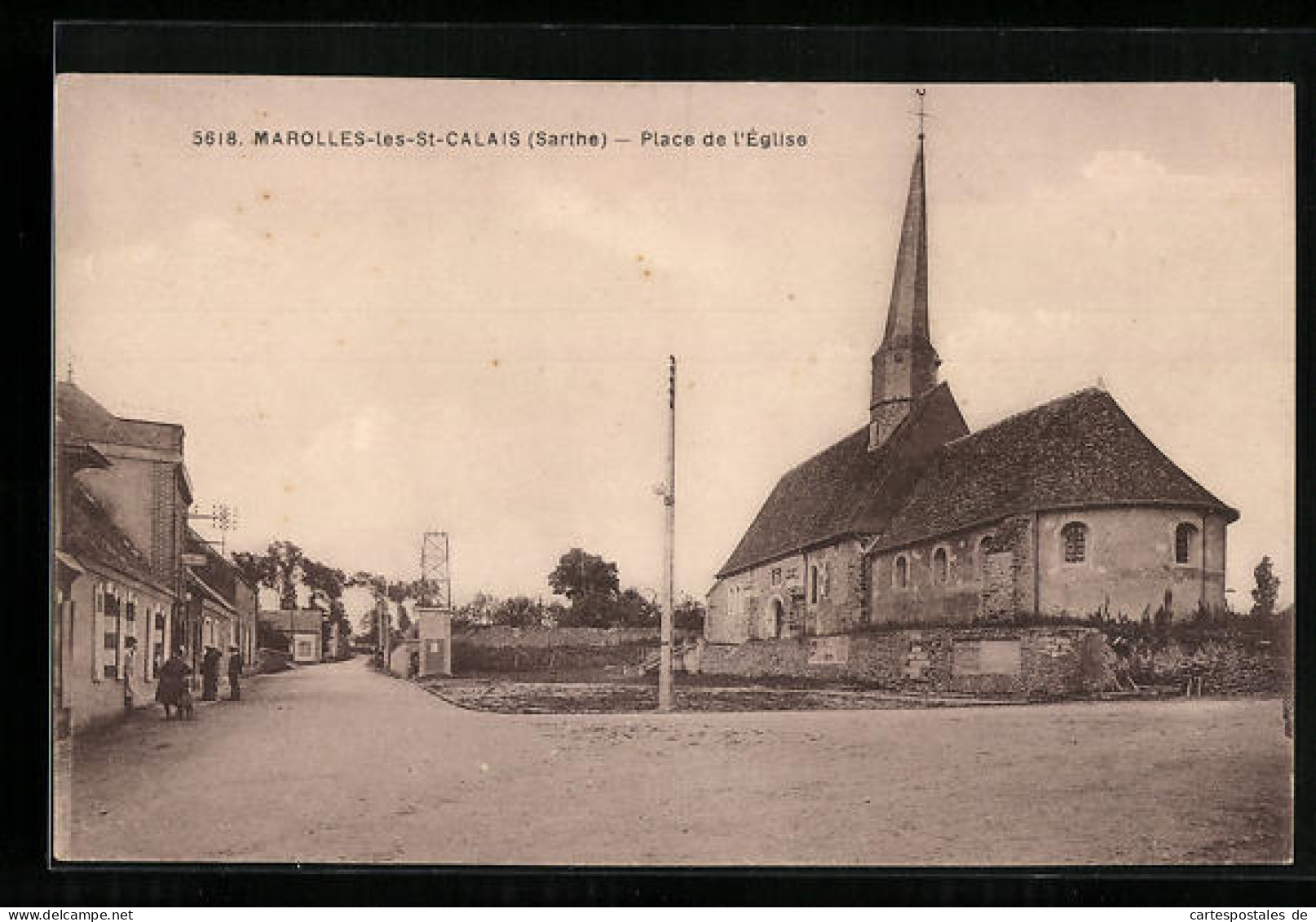 CPA Marolles-les-St-Calais, Place De L`Eglise  - Saint Calais