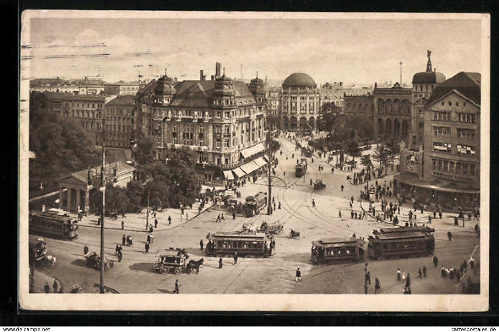 AK Berlin-Tiergarten, Potsdamer Platz Mit Geschäften Und Strassenbahn  - Tiergarten