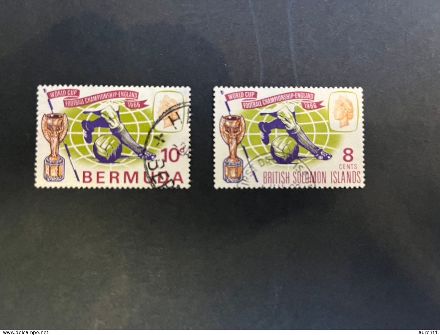 14-5-2024 (stamp) Used / Obliterer -  World Cup Football 1966 - Bermuda (2 Values) - 1966 – Angleterre