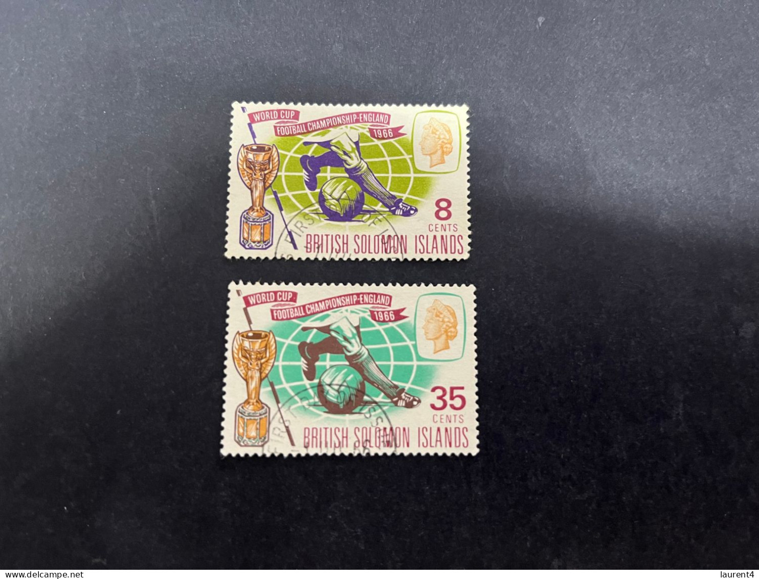 14-5-2024 (stamp) Used / Obliterer -  World Cup Football 1966 - British Salomon Island (2 Values) - 1966 – Engeland