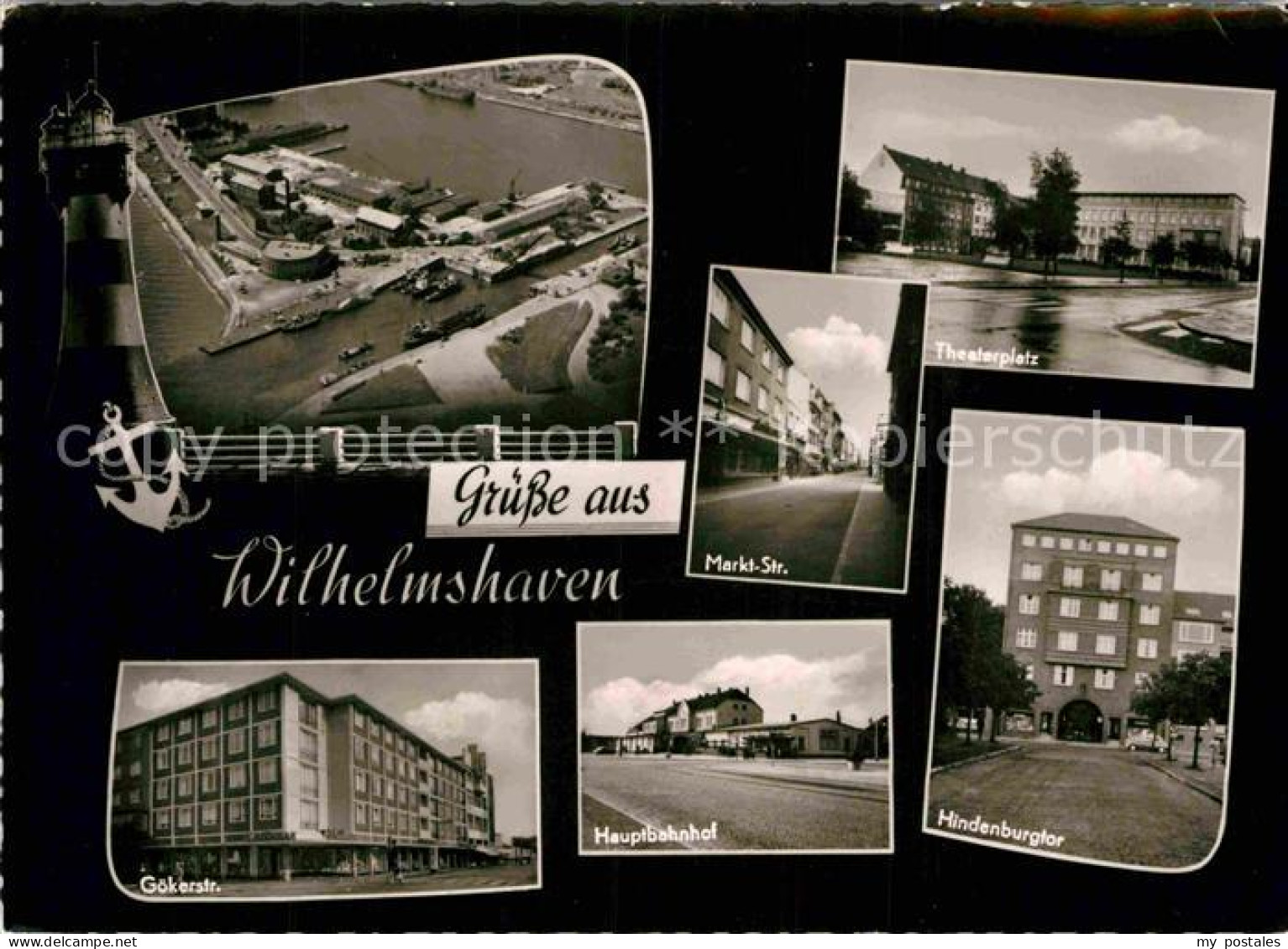 72811531 Wilhelmshaven Hafen Fliegeraufnahme Goekerstrasse Marktstrasse Hauptbah - Wilhelmshaven