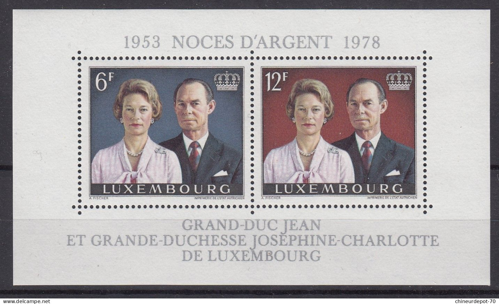 Luxembourg NEUFS SANS CHARNIERE ** 1978  NOCES D'ARGENT GRAND-DUC JEAN JOSÉPHINE-CHARLOTTE - Unused Stamps