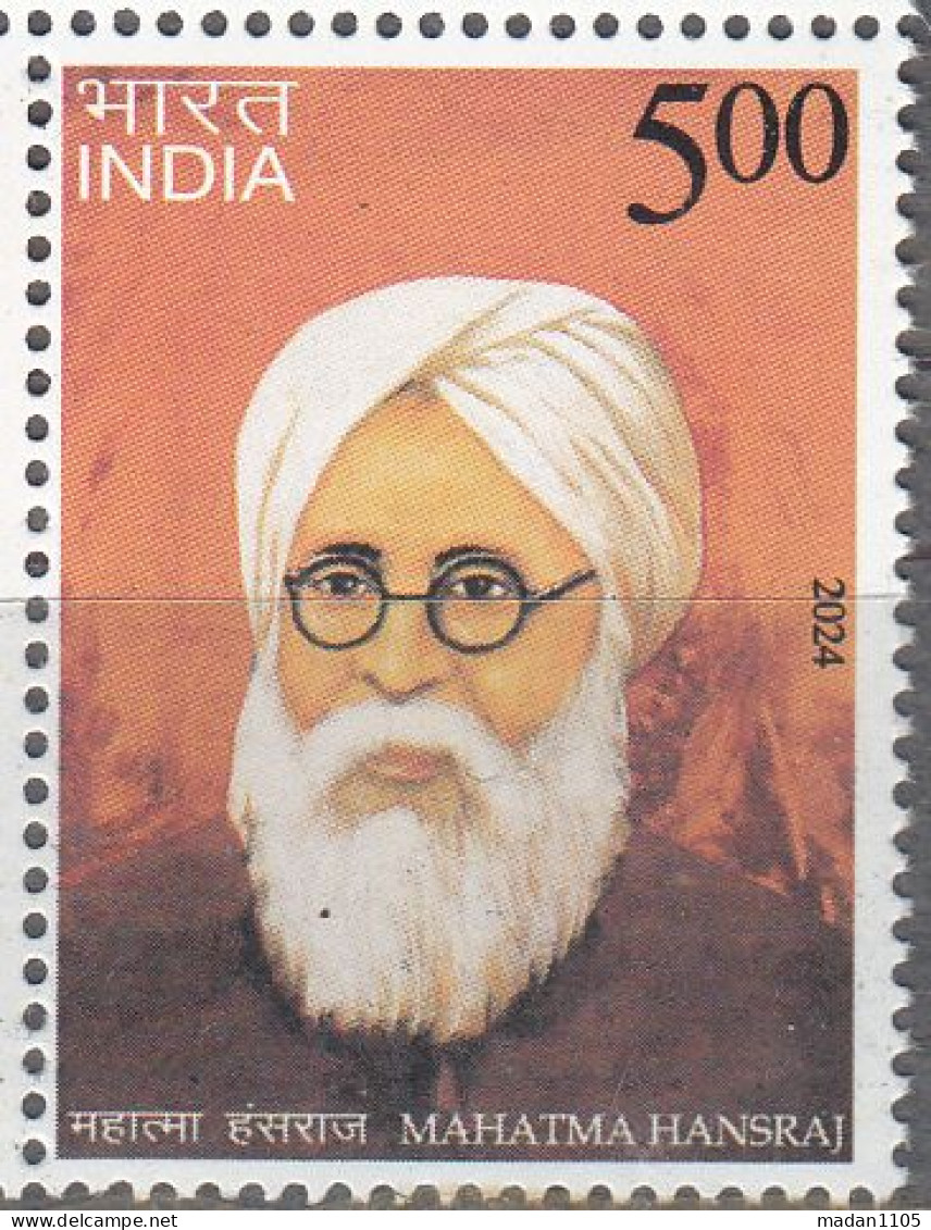 INDIA, 2024, Mahatma Hansraj, 1 V,  MNH, (**) - Nuovi