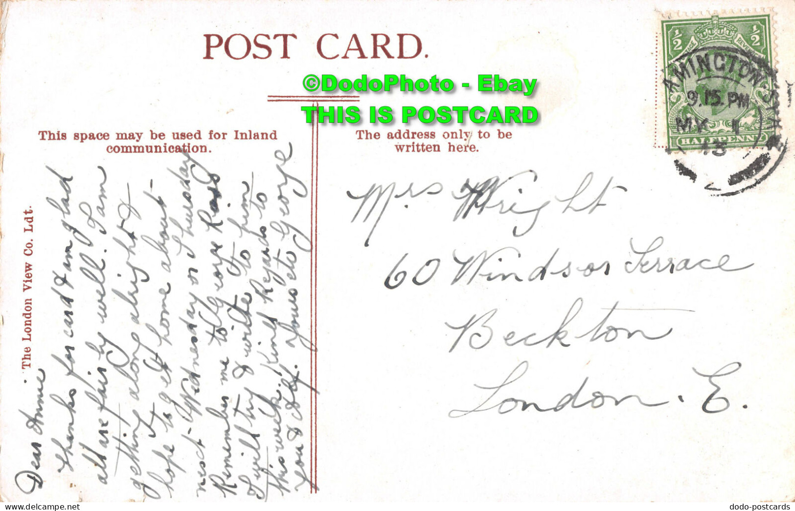 R354460 Greetings From Leamington. The London View Co. 1913 - Autres & Non Classés
