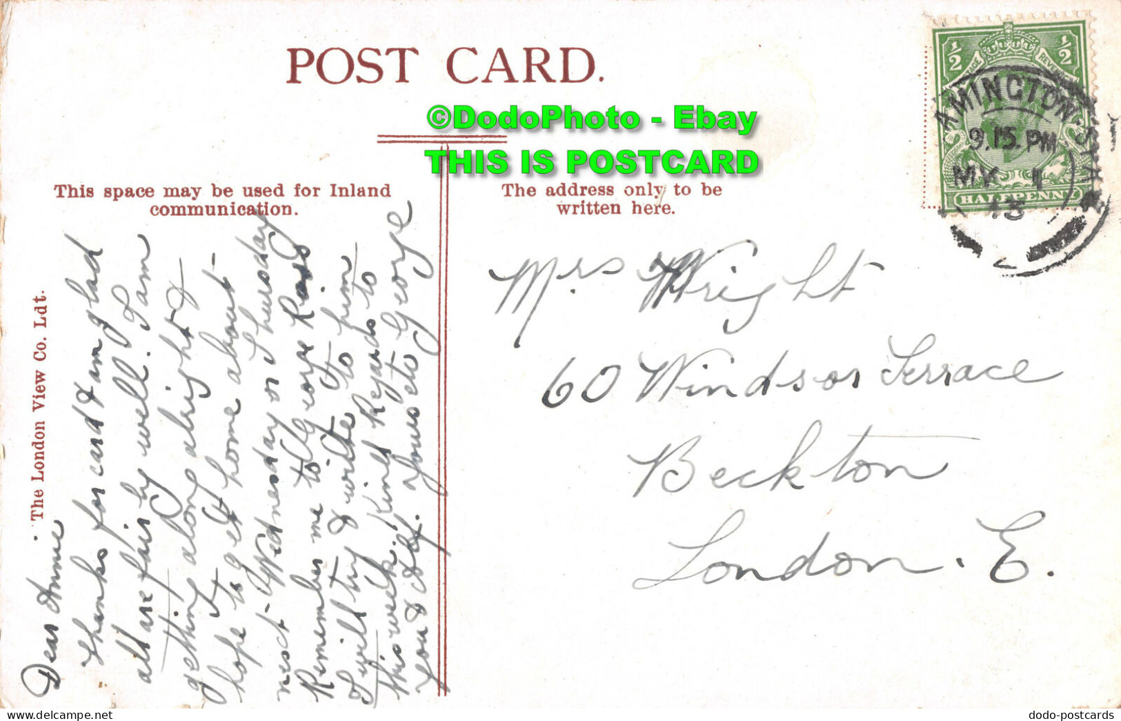 R354460 Greetings From Leamington. The London View Co. 1913 - Andere & Zonder Classificatie