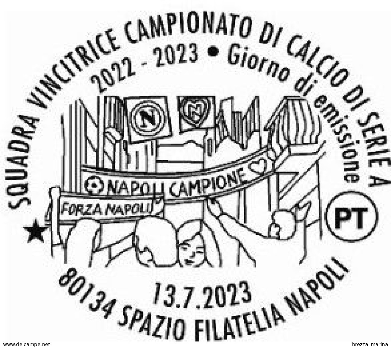 ITALIA - Usato - 2023 - Napoli - Squadra Vincitrice Del Campionato Di Calcio Di Serie A (2022-2023) - B - 2021-...: Oblitérés