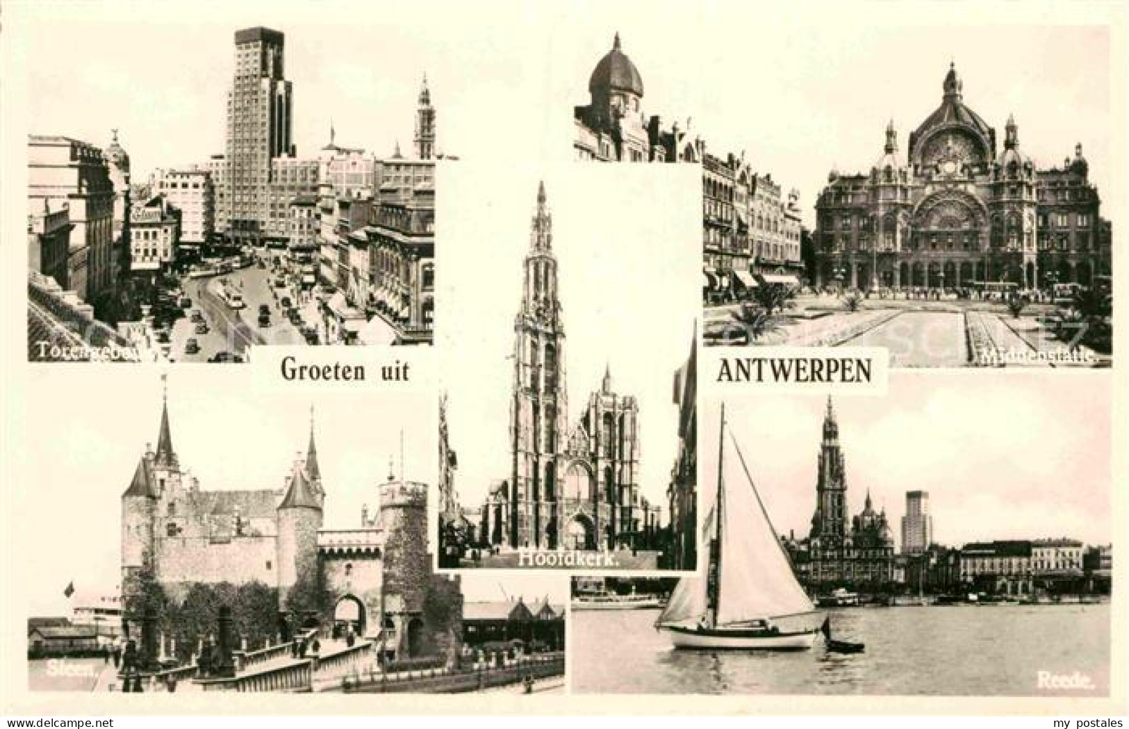 72808942 Antwerpen Anvers Torengebouw Steen Hoofdkerk Middenstatie Reede  - Antwerpen