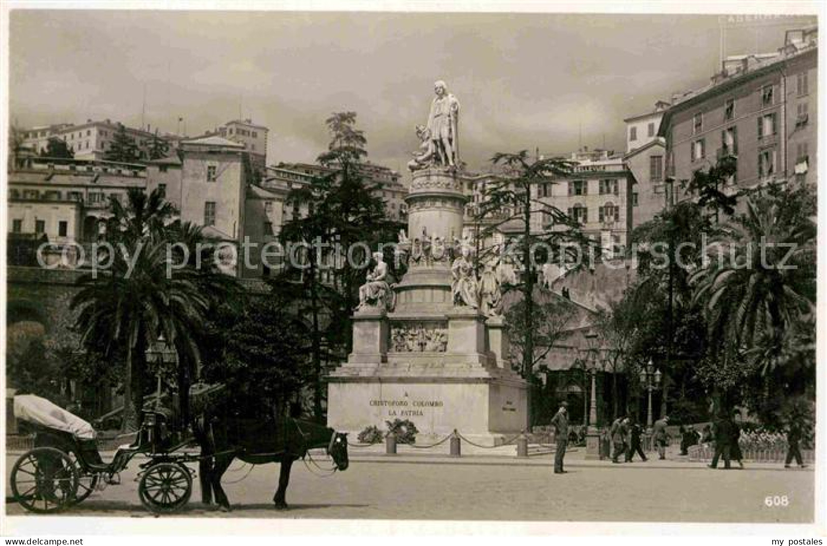72808909 Genua Genova Liguria Columbus Denkmal Pferdedroschke Genua Genova Ligur - Sonstige & Ohne Zuordnung