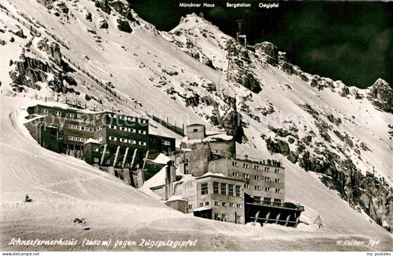 72808904 Zugspitze Schneefernerhaus Gegen Zugspitzgipfel Huber Karte Nr 764 Garm - Garmisch-Partenkirchen