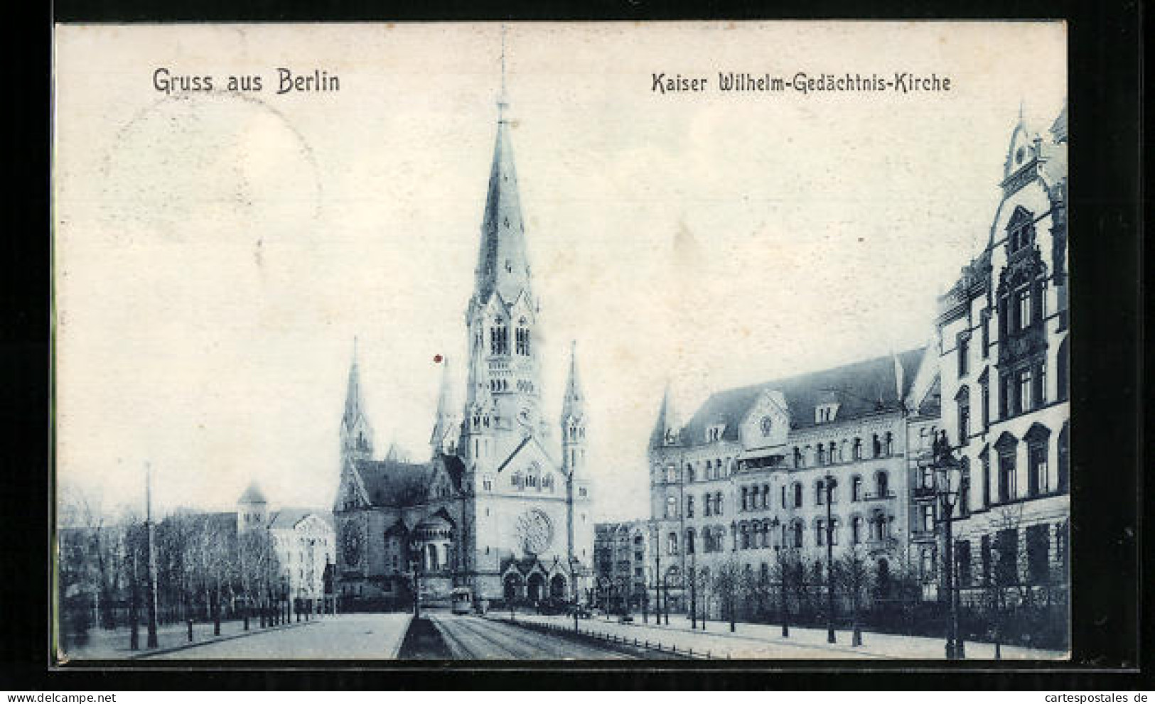 AK Berlin-Charlottenburg, Kaiser Wilhelm-Gedächtnis-Kirche Mit Strassenbahn  - Charlottenburg