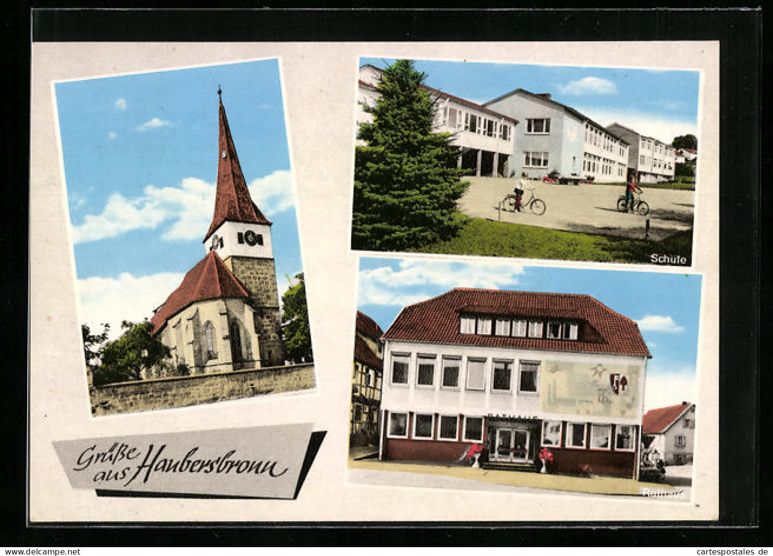 AK Schorndorf-Haubersbronn, Schule, Rathaus Und Kirche Im Wieslauftal  - Schorndorf