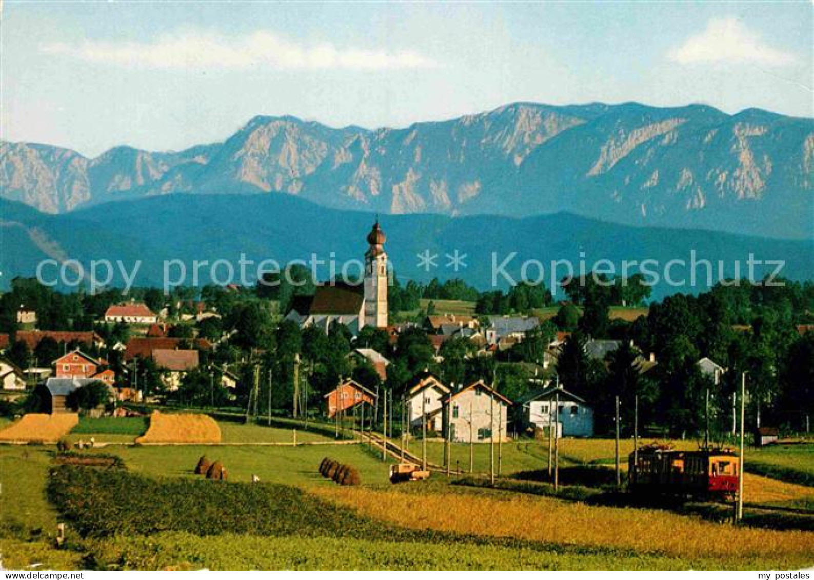 72807664 St Georgen Attergau Ortsansicht Mit Kirche Blick Zum Hoellengebirge St  - Autres & Non Classés