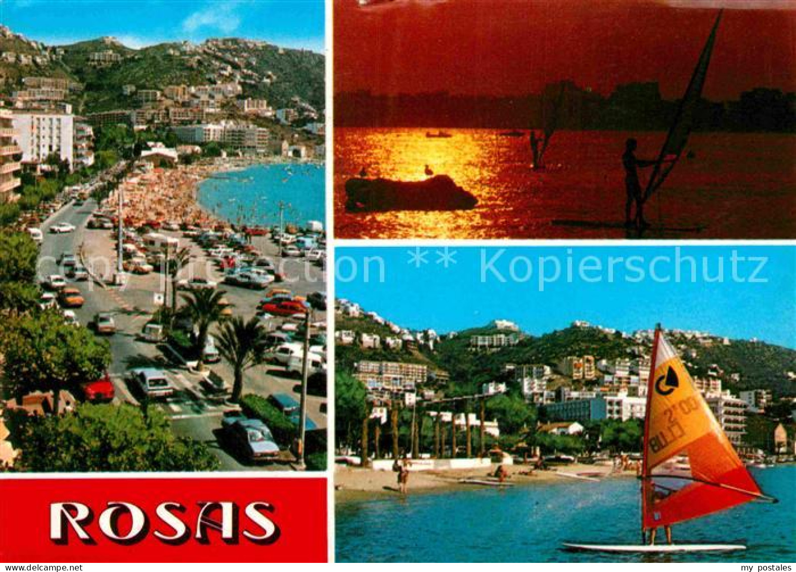 72807495 Rosas Costa Brava Cataluna Uferstrasse Windsurfen Sonnenuntergang Am Me - Altri & Non Classificati