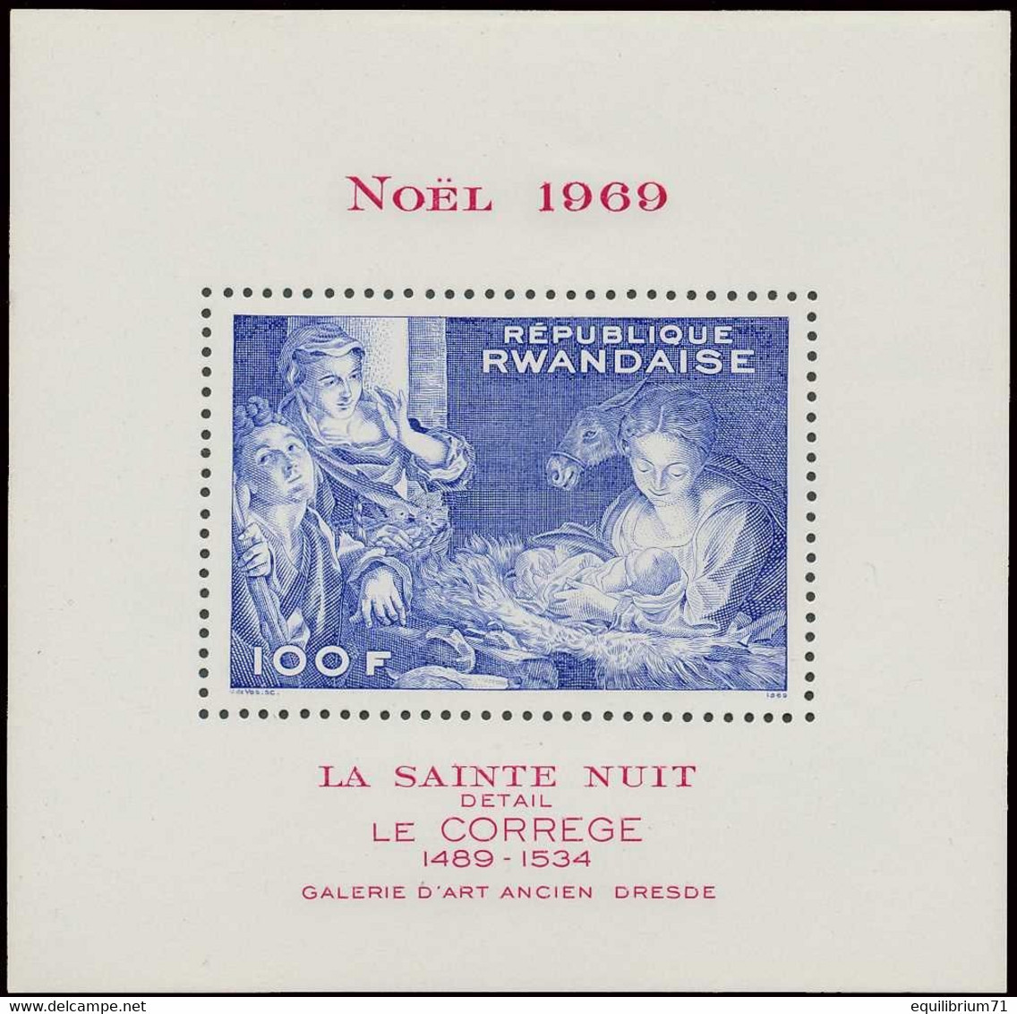 BL20** (321A) - Noël Sainte Nuit / Kerstmis Heilige Nacht - Peinture / Schilderij - Le Corrège / Corregio - Unused Stamps