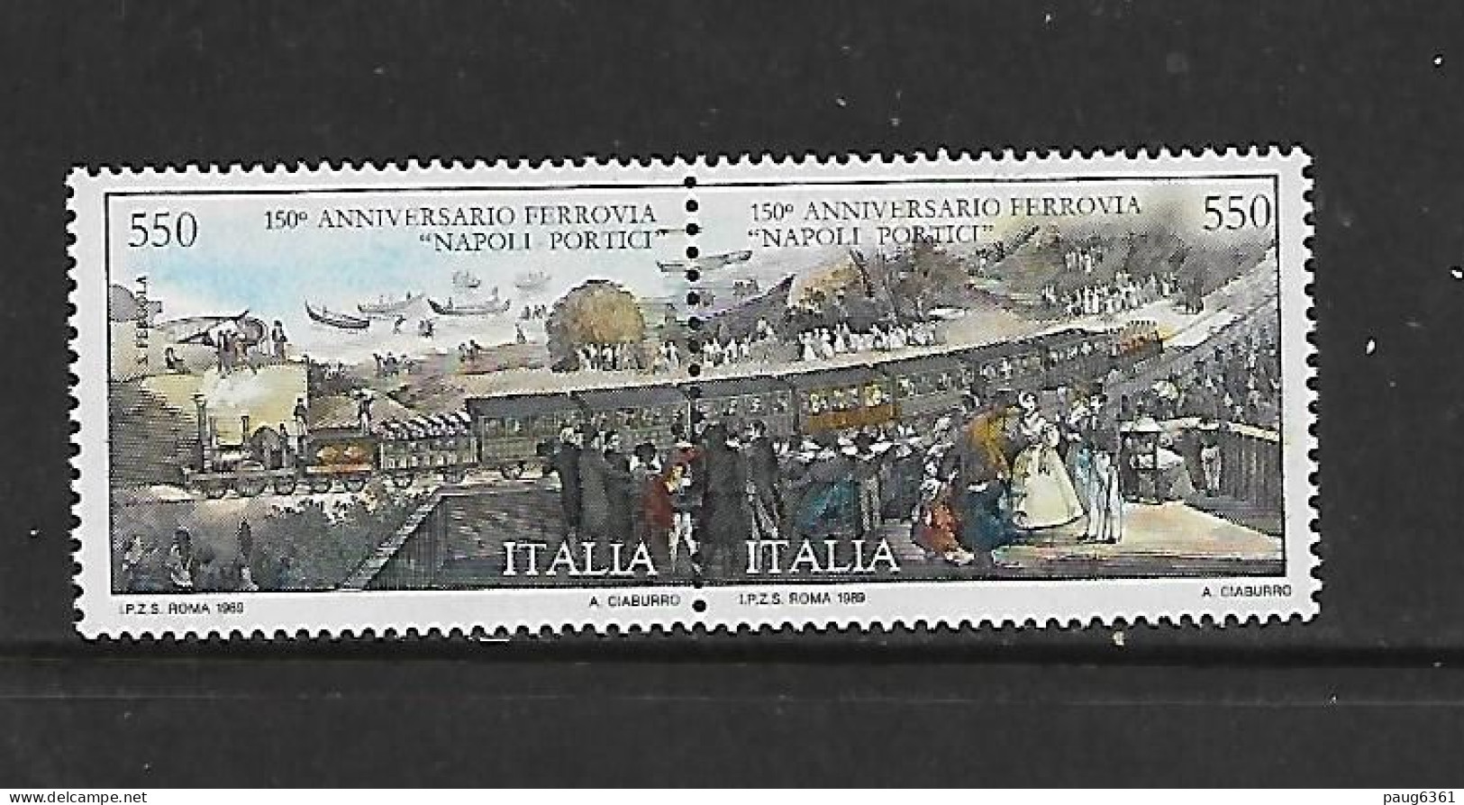 ITALIE 1989 TRAINS-LIAISON NAPLES-PORTICI  YVERT N°1827/1828 NEUF MNH** - Eisenbahnen