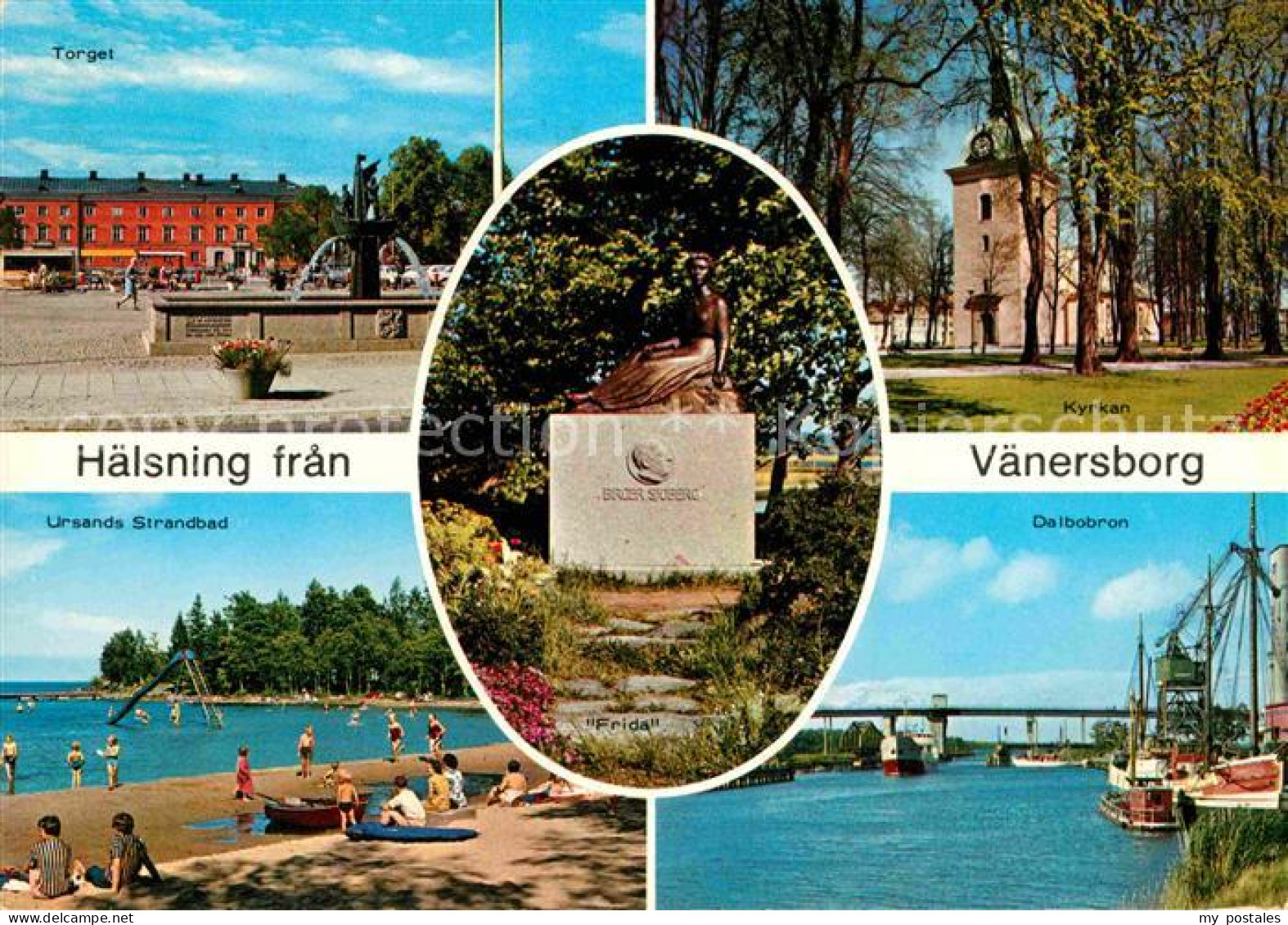 72807380 Vaenersborg Torget Kyrkan Ursands Strandbad Dalbobron Frida Denkmal Sta - Sweden