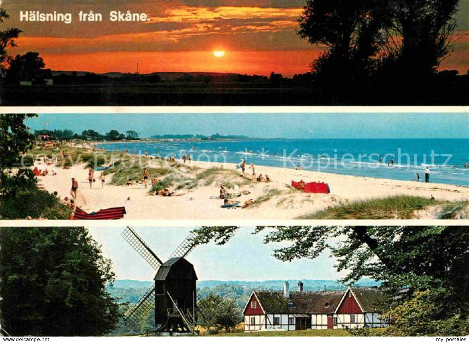 72807377 Skane Sonnenuntergang Strand Windmuehle Skane - Suède