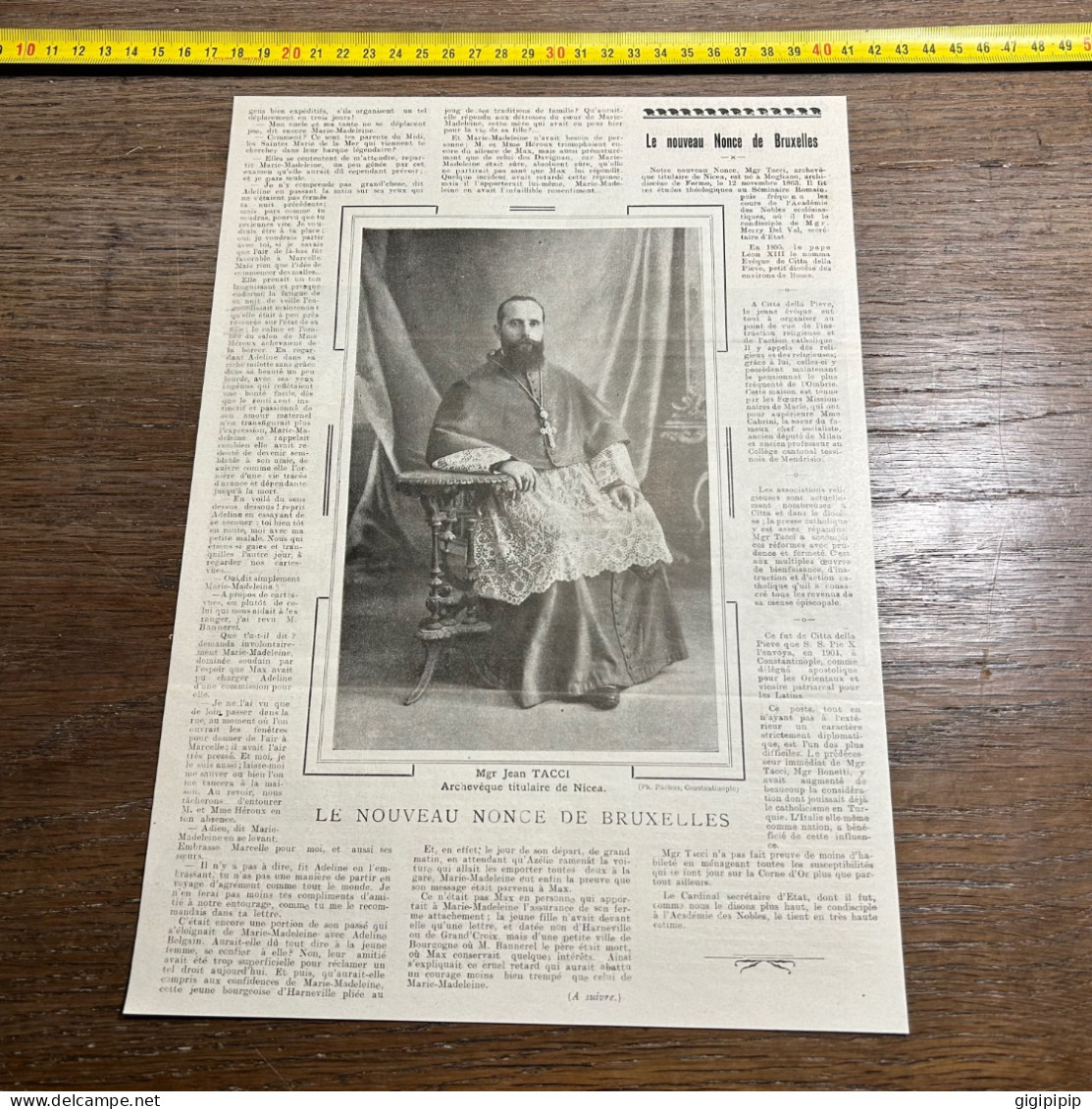 1908 PATI NOUVEAU NONCE DE BRUXELLES Mgr Jean TACCI Archevêque Titulaire De Nicea. - Colecciones