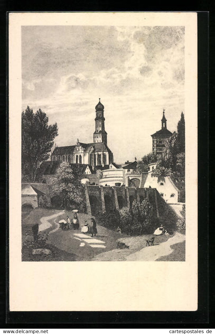 Künstler-AK Augsburg, St. Ulrichs-Kirche Mit Dem Rothen Tor  - Augsburg